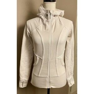 Women’s Athleta Full Zip Stretch Hoodie Run White Thumb Holes Pockets Size XXS